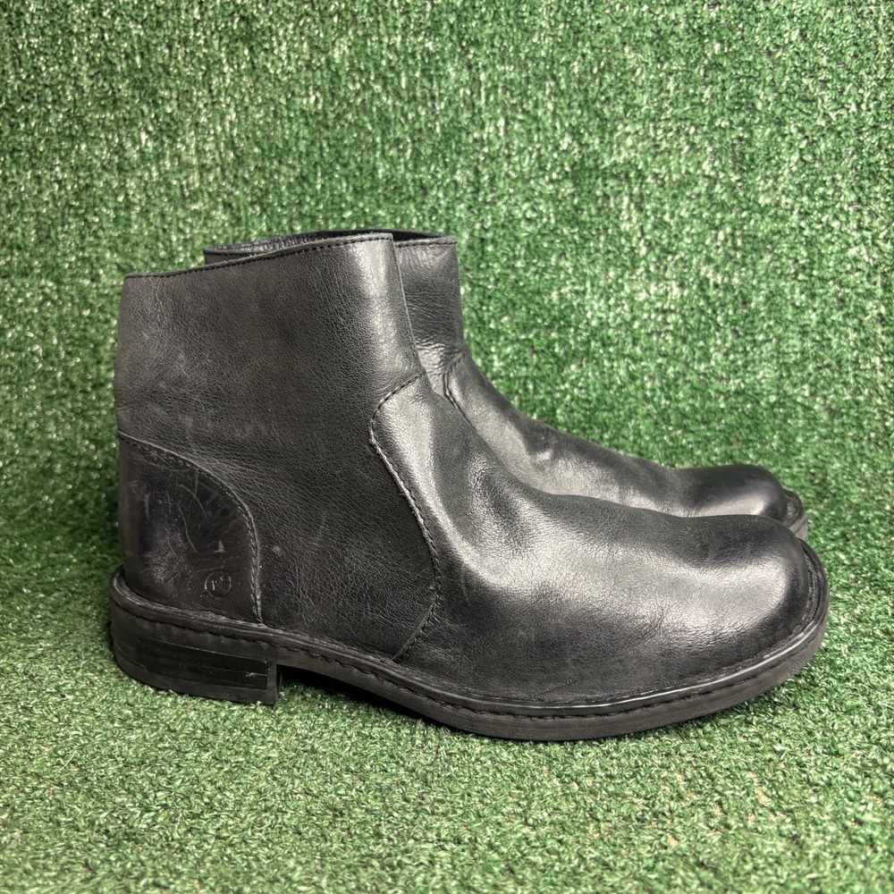 Born H08303 Side Zip Leather Comfort Casual Ankle Chelsea Boot Black Mens Size 8
